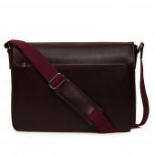 Geanta office pentru laptop 15" si documente din piele naturala safiano DiAmanti Benevento Bordo